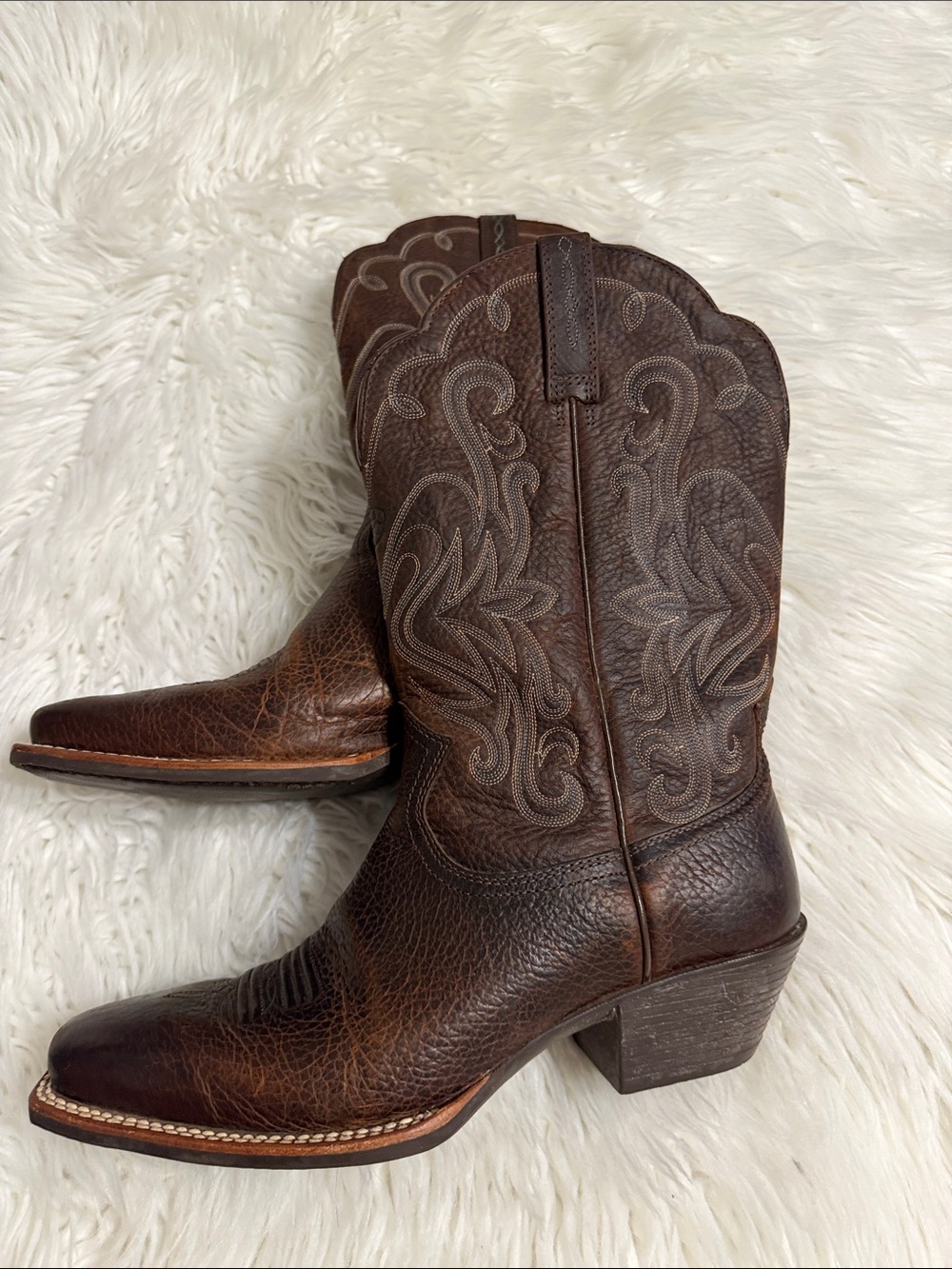 Ariat Brown Leather Western Boot Interior Detail size 8.5 BNWOT - Picture 11 of 12